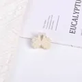 Small elegant pearl bow hair claw clip with heart detail, size 2.7x2.2cm for girls - Symmetrical Heart Style / Single Piece