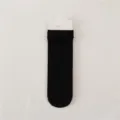 Chaussettes mi-hautes noires style japonais couleur unie simple décontractées fines respirantes - Taille unique / Haute élasticité / Noir