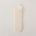 Chaussettes mi-hautes côtelées blanches, style décontracté minimaliste unies quotidien - Taille unique / Haute élasticité / Blanc Laiteux