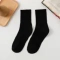 Classic black mid-tube ribbed socks for daily wear, comfortable high elasticity fashion. - One Size / Crew Socks / Black