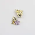 Cute alloy enamel bee flower crystal pendant charm for DIY bracelet necklace jewelry making. - Gold Base Purple Flower