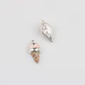 Ice cream charm detail showing enamel texture, perfect for DIY jewelry making. - Ice Cream on Bright Silver Base