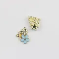Alloy drip oil zircon bee flower charm pendant DIY handmade necklace bracelet accessories - Gold Base Blue Flower