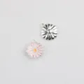 Silver enamel daisy flower charms alloy DIY jewelry making pendants for bracelet necklace - Pink