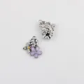 Pendentif abeille fleur en alliage DIY bijoux zircon émail collier bracelet accessoire - Argent Fleur Violette