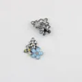 Pendentif abeille fleur bleue en alliage avec strass pour bracelets colliers DIY. - Base Argentée Fleur Bleue