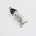 Silver alloy fish skeleton DIY charm pendant for handmade bracelets, necklaces and earrings. - Silver