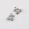 Close-up detail of silver alloy cherry charm with embedded zircon for DIY jewelry making. - 20 Pieces Set / White K/Silver