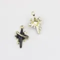 Close-up detail view of stylish alloy drip oil star charms for DIY handmade jewelry crafting. - Gold Black