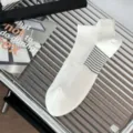 Men breathable low cut athletic socks white ankle sock with pull tab and ribbed design for sports - One Size / White