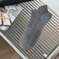 Men breathable mesh cotton low cut athletic socks with pull tab and stripe details - One Size / Dark Gray
