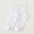 Herren Weiße Einfarbige Vertikale Gestreifte Baumwolle Socken Freizeitsocken Variante - Einheitsgröße / Weiß