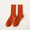 Effen geribbelde heren sokken, katoenen casual mid-tube jurk sokken in roestoranje kleur - Eén maat / Baksteenrood
