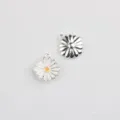 Silver daisy flower jewelry pendant detail, alloy DIY accessory for necklace bracelet. - White