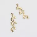 Detail view of gold alloy twig double-loop connector charm for DIY jewelry making. - Vine Style / Gold