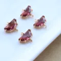 Copper gold plated crystal half-moon double loop connector charm for DIY jewelry making - Burgundy