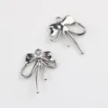 Silver alloy bow pendant DIY jewelry charms for bracelets necklaces earrings making components - Silver