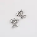Silver alloy heart arrow charm pendant, crystal rhinestone DIY jewelry making accessories - Silver Base White Rhinestone