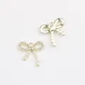 Gold bow alloy charm rhinestone pearl DIY necklace bracelet earring jewelry detail view - Bowknot (Rhinestone) / 20 Pieces Set / Gold