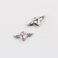Detailansicht von Legierung rosa Zirkon Teufel Flügel Herz Anhänger für DIY Halskette Schmuck. - Silber / Rosa