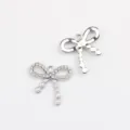 DIY bowknot pendant charm alloy zircon pearl accessories for handmade necklace bracelet earrings - Bowknot (Rhinestone) / 20 Pieces Set / Silver