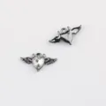 Minimalistische Legierung Zirkonia Teufelsflügel Herz Anhänger DIY Schmuck Zubehör - Waffenschwarz-Basis Weißer Zirkonia