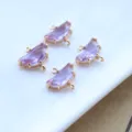 Detail shot of copper gold purple crystal half-round double-loop pendants for necklace. - Light Purple