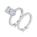 Prachtige zilveren moissanite stapelbare verlovingsring set, elegante details. - US 5 / Oval Stapelbare Stijl (R15508)