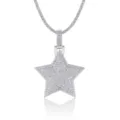 Collar con colgante de estrella de moissanite hip hop cadena de tenis plateada moda - Colgante de Estrella (P15381)