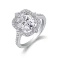 S925 sterling silver oval moissanite ring luxury vintage floral engagement jewelry - US 7 / HK 15 / R15293 Oval Moissanite Ring