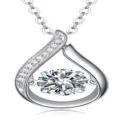 S925 Argento Laboratorio Diamante Coltivato Pendente Goccia Collana Gioiello Elegante - P10804-Collana in moissanite da 1 carato / Argento