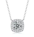 Collana con ciondolo quadrato in argento S925 diamante di laboratorio gioielli donna - N12687 Collana in moissanite da 1 carato / Argento