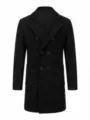 Classic men's double-breasted wool blend overcoat in solid black, elegant winter variant - S / Tops / Thickened / Black