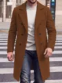 Elegant men's brown wool blend overcoat perfect for casual autumn and winter fashion - S / Tops / Thickened / Brown