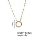 Collar con colgante de anillo estriado dorado y longitud de cadena ajustable - Cadena B Dorada