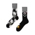 Mismatched animal jacquard cotton crew socks featuring unique cat and mouse motifs - One Size / Cheese Cat