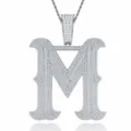 Pendentif Lettre M en Argent Sterling 925 Style Hip Hop Moissanite Collier Bijoux - Pendentif Moissanite Lettre M Sans Chaîne