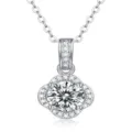 Collana con ciondolo girasole in argento S925 diamante coltivato, elegante gioiello. - P11563 Collana in moissanite da 1 carato / Argento