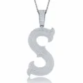 Pendentif lettre S en argent sterling 925 avec moissanite style hip hop détail - Pendentif Moissanite Lettre S Sans Chaîne