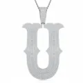 Pendentif Lettre U en Argent Sterling 925 Style Hip Hop Collier avec Diamants Bijoux - Pendentif Moissanite Lettre U Sans Chaîne