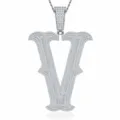 Collier pendentif lettre V glacé en argent sterling 925 avec des pierres de moissanite scintillantes. - Pendentif Moissanite Lettre V Sans Chaîne