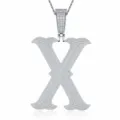 Pendentif Lettre X en Argent Sterling 925 Moissanite Collier Hip Hop Brillant - Pendentif Moissanite Lettre X Sans Chaîne