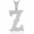 Vue détaillée d'un pendentif lettre Z glacé, collier hip-hop en argent sterling S925. - Pendentif Moissanite Lettre Z Sans Chaîne