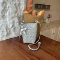 Silberne gewebte Handytasche mit Sternanhänger, modische Umhängetasche für den Alltag. - Silber (Mit Anhänger)