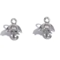 Silver alloy 3d umbrella charm pendant for DIY handmade necklaces bracelets jewelry making. - Mini Umbrella Charm (A9-432) / 14*11mm / White Gold