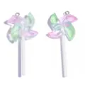 Bunter Windrad Lolli Acryl Anhänger, süße DIY Schmuck Schlüsselanhänger Zubehör Teile. - 62x28mm / Rosa und Grün