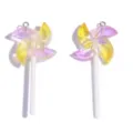 Buntes Acryl Windrad Lutscher Anhänger DIY Schmuck Zubehör für Schlüsselanhänger Tasche - 62x28mm / Lila & Gelb