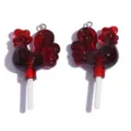 Red Rooster Lollipop Acrylic Pendant DIY Jewelry Craft Keychain Bag Charm Accessory - 52*26mm / Dark Red