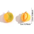 Resin durian charm detail view, showing realistic fruit texture and metal loop for DIY jewelry. - Small Size Durian / 25x20MM
