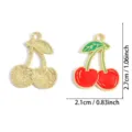Gold cherry alloy enamel charm pendant DIY jewelry making accessory necklace keychain 2pcs - Cherry (A9-146)